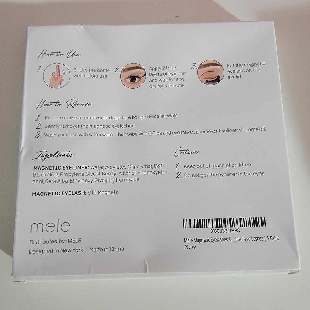 Mele Magnetic Eyelashes with Eyeliner 5 Pair Makeup Cosmetic NEW Eyelashes - Picture 3 of 10